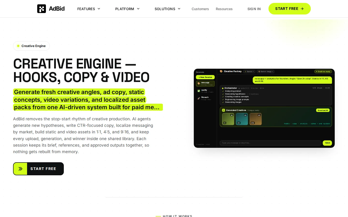 AdBid Creative Factory keeps hooks, copy, and variants connected