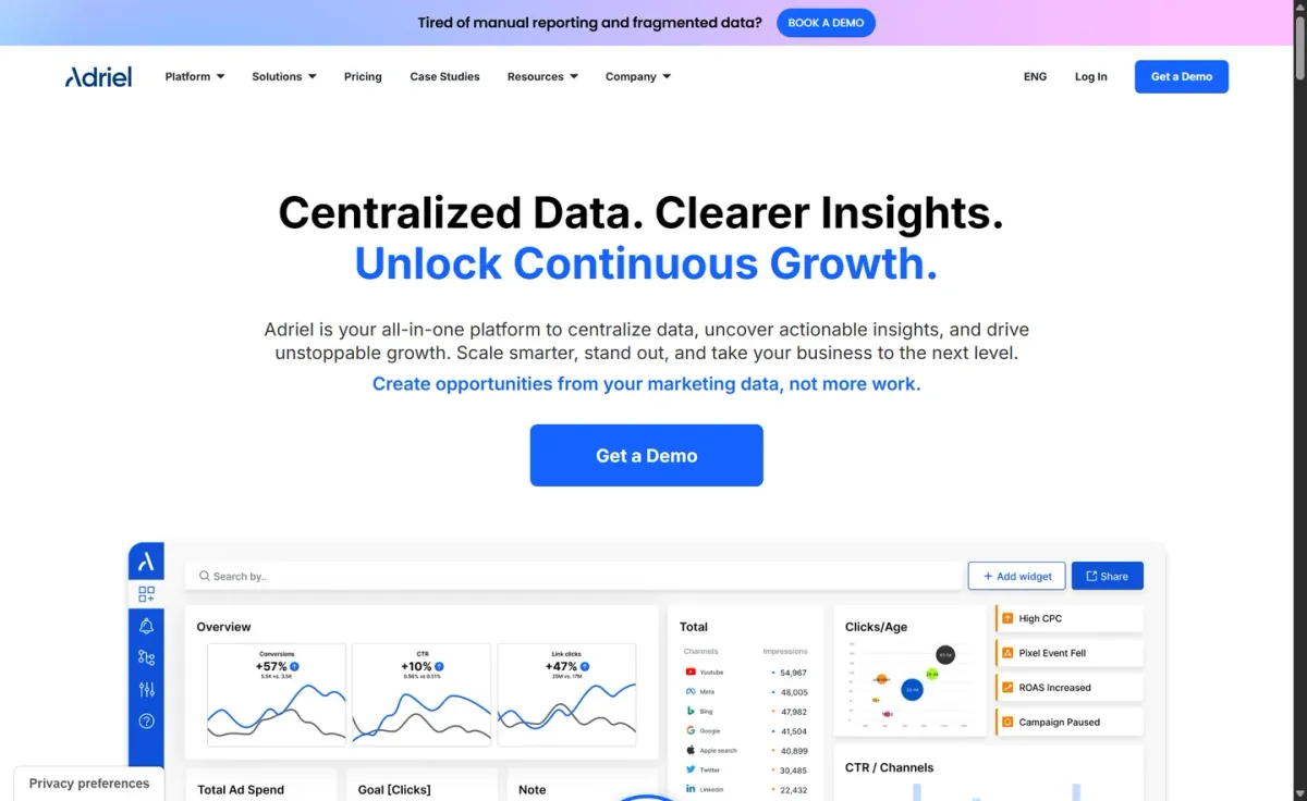 Adriel review: marketing BI with AI agents and optimization alerts