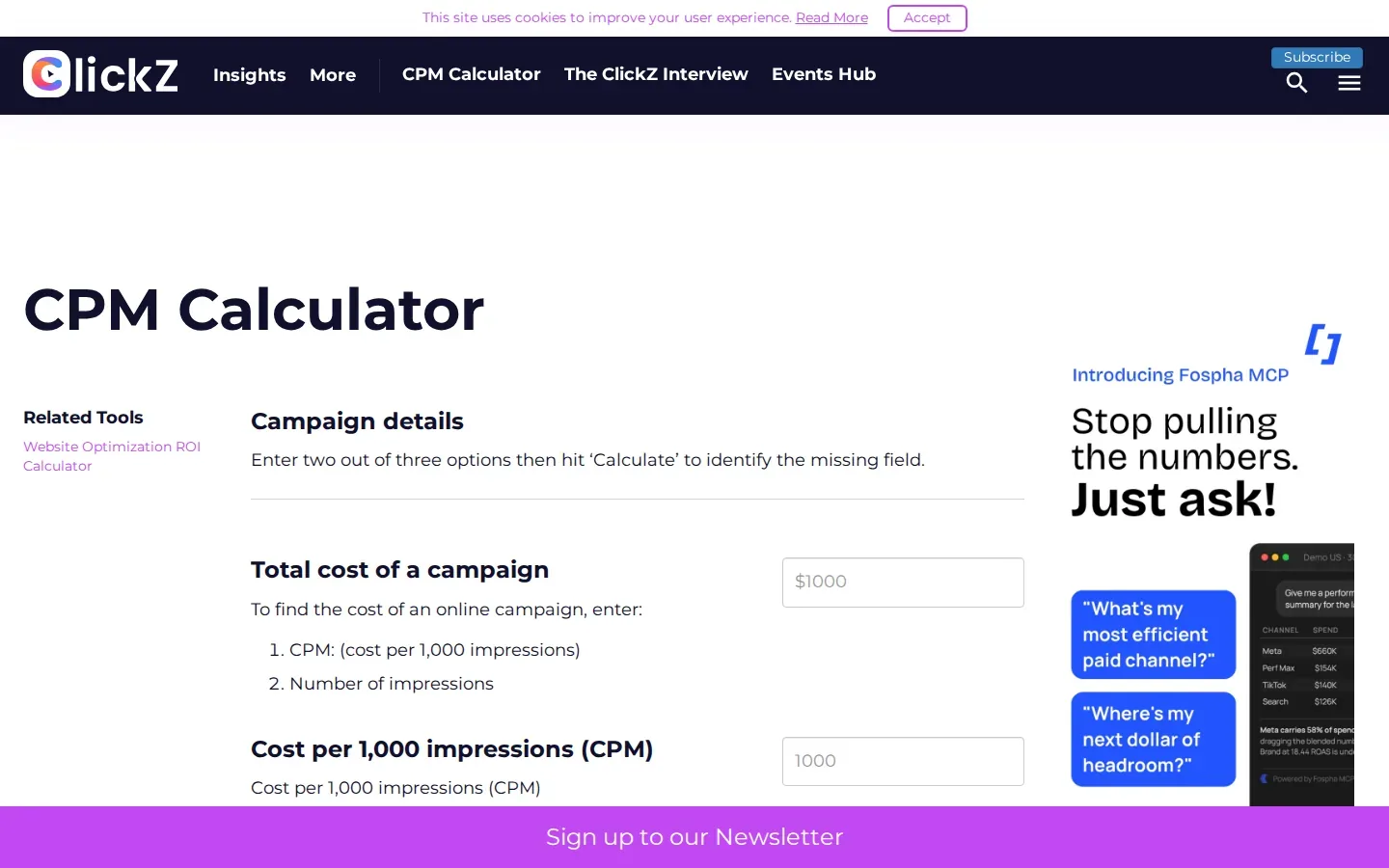 Clickz — CPM Calculator