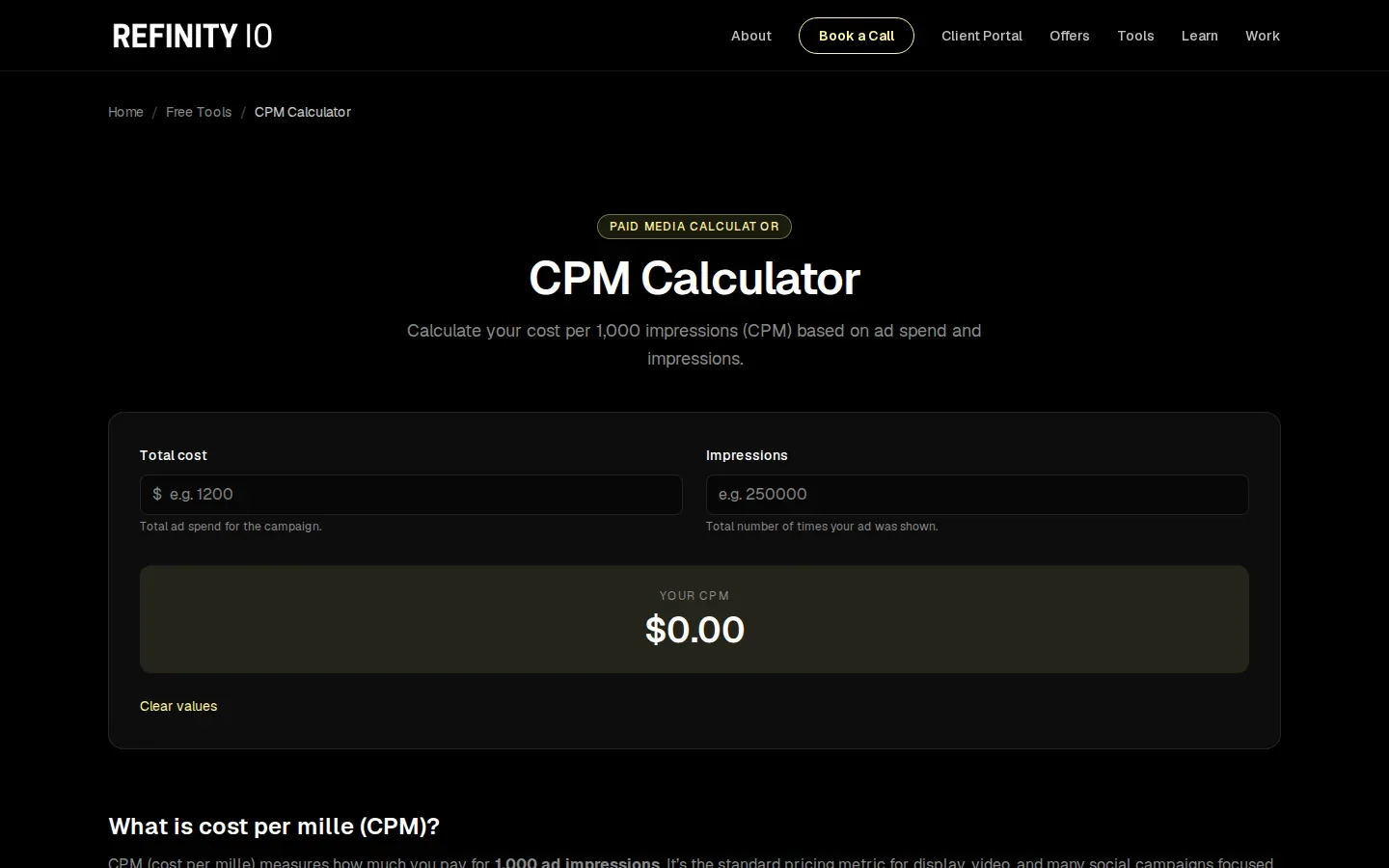 Refinity CPM Calculator: quick reach-cost math with practical context