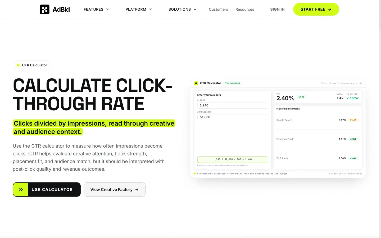 Adbid — CTR Calculator