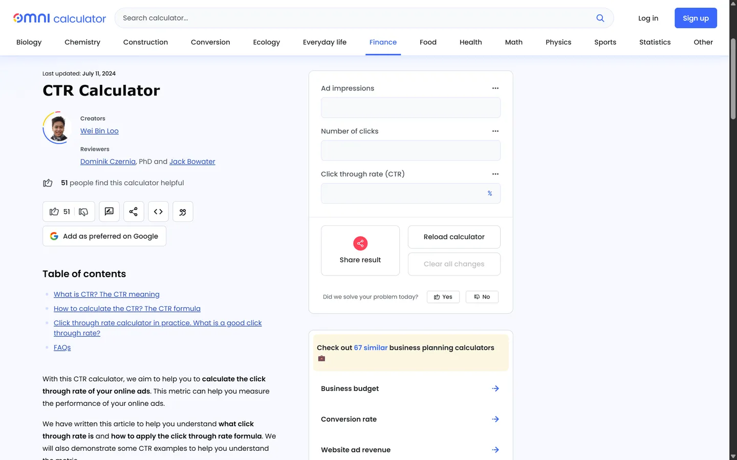 Omni Calculator — CTR Calculator