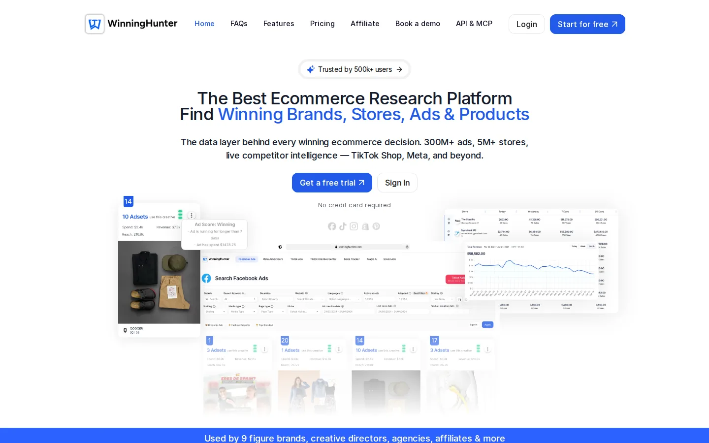 Winninghunter Review: Broad ad-intel library with spend filters