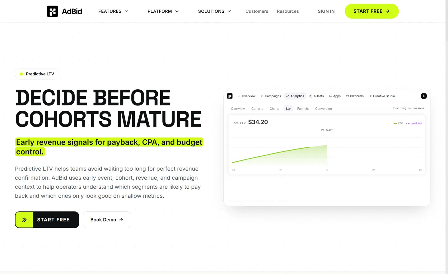 Adbid LTV Calculator: Predictive LTV for earlier media decisions