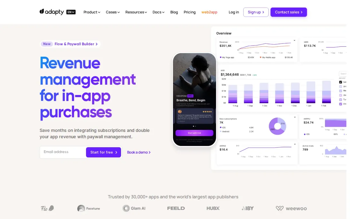 Adapty review: subscription analytics and paywall experimentation