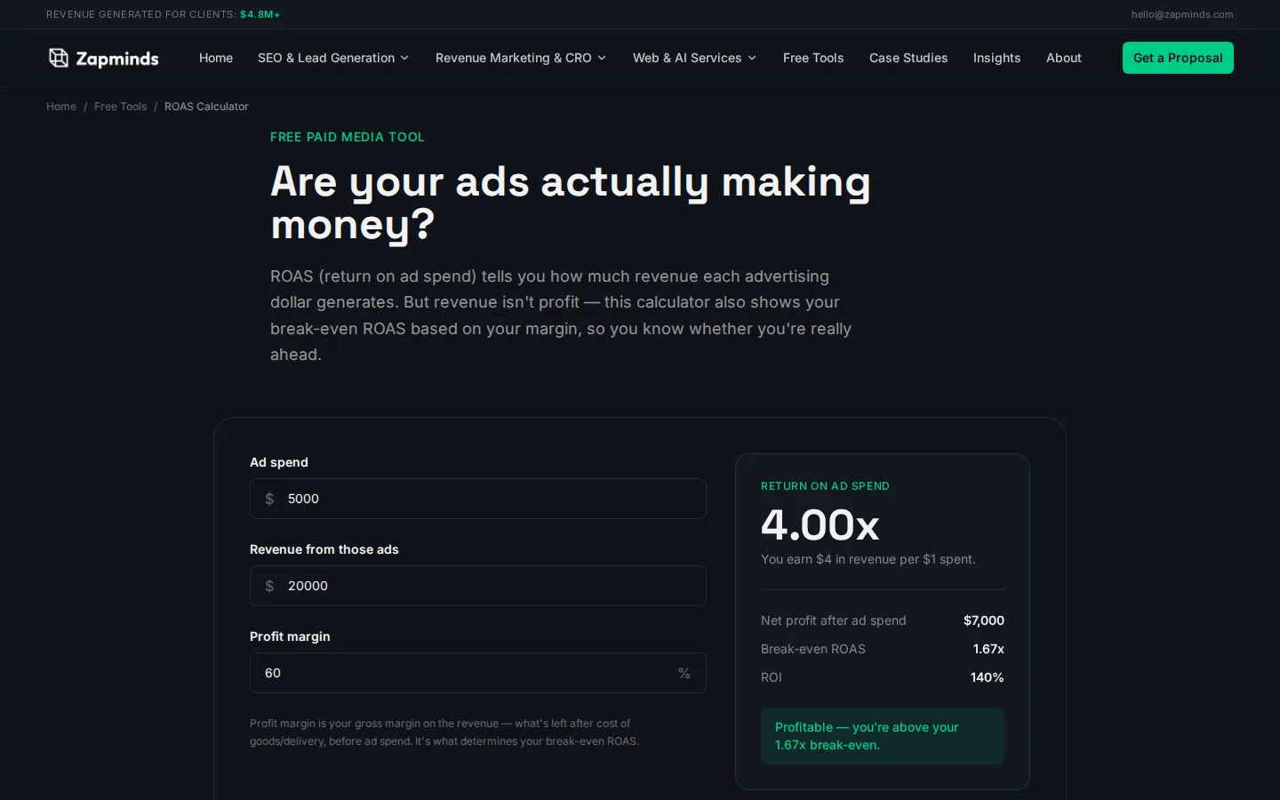 ZapMinds Ad Spend Performance Tool